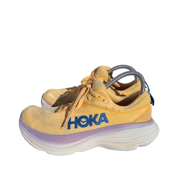 Hoka One One Sneakers Women 9.5 Bondi 8 athletic walk 1127952-ICYC Yellow Purple - Picture 5 of 9
